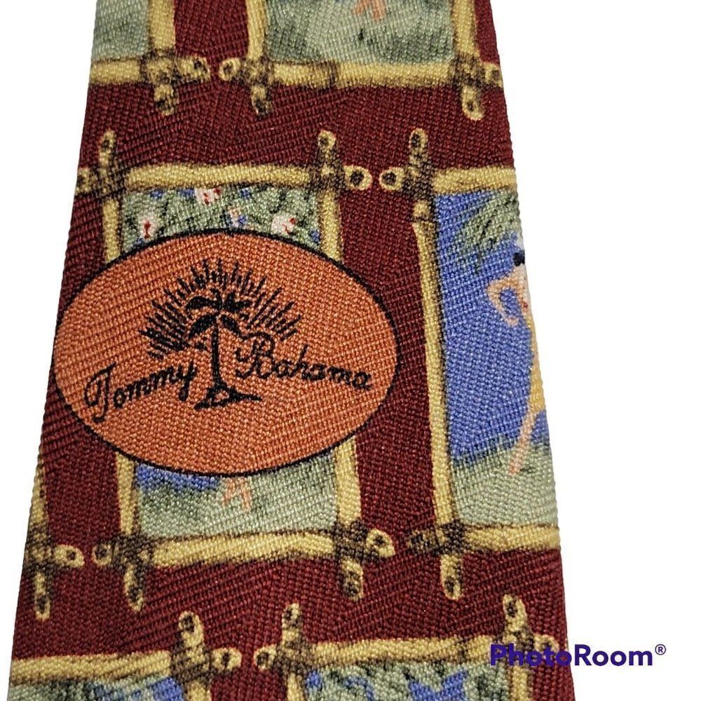 Tommy Bahama Mens Neck Tie Red Hawaiian Hula Girls Aloha Tropical All Silk USA‎ - Picture 7 of 12